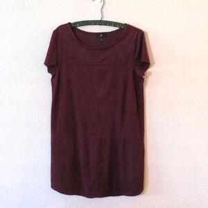 I.N. San Francisco Faux Suede Maroon Shirt Dress, M